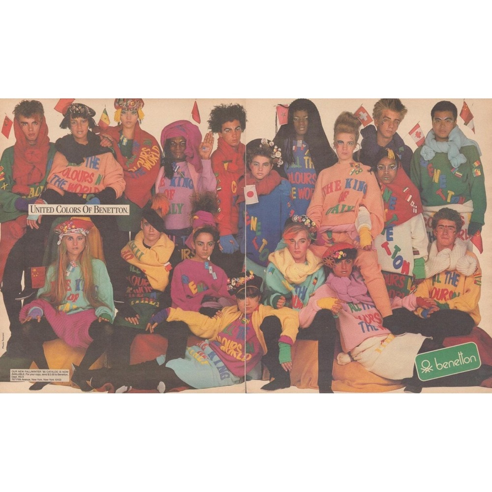 Vintage 1985 United Colors of Benetton Print Ad 80s Fashion Graphic Design
